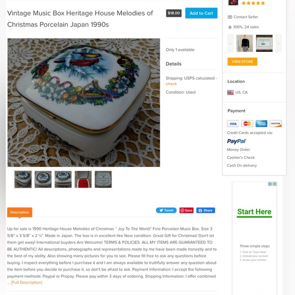 VINTAGE HERITAGE HOUSE INC. MELODIES OF CHRISTMAS MUSIC BOX - Picture 13 of 14